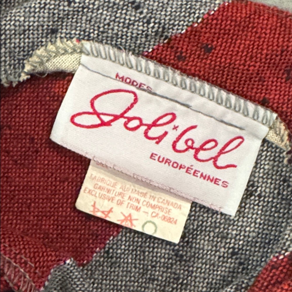 Vintage Jolibel Red and Grey Striped Pleated Dress - Picture 15 of 16